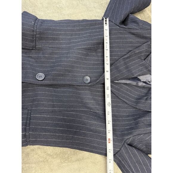 NASTY GAL Collection Pinstripe Oversized Wool Blend Navy Blazer sz 4 US - Picture 8 of 13